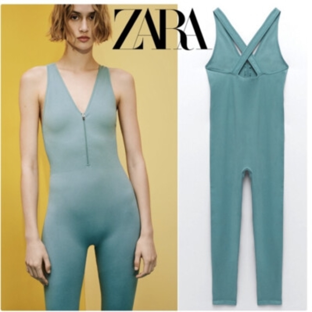 Zara Aqua Sleeveless Jumpsuit